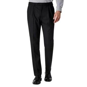 LAUREN RALPH LAUREN70% Wool Blend STRETCH PLEATED Classic BLACK PANTS  38W/30L